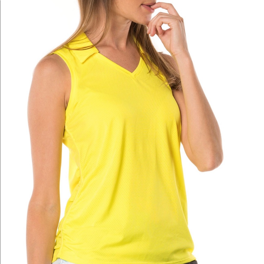 Lucky in Love Ruche Tank Golf Tennis Polo NWOT